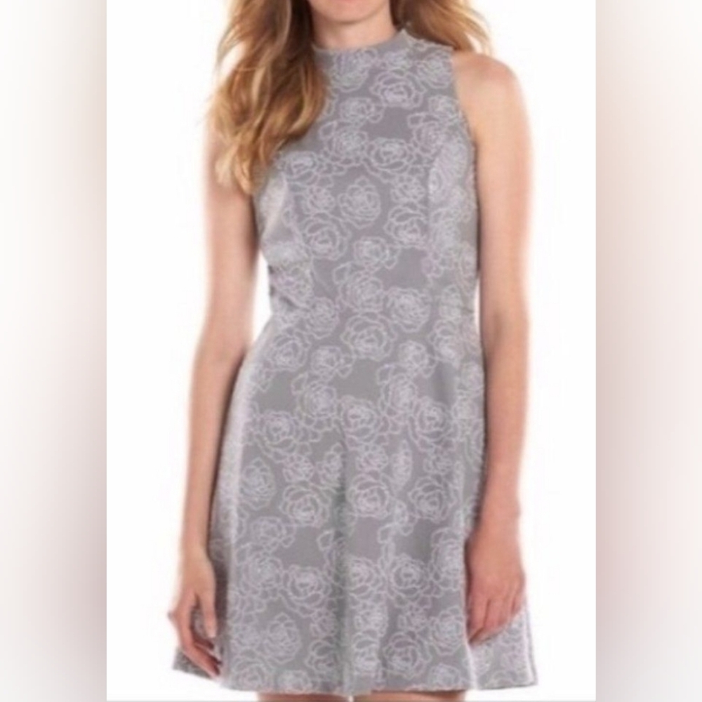 LC Lauren Conrad Gray Floral Dress
